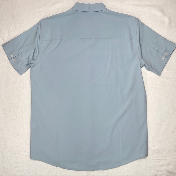 Tam Ware Dress Shirt Men’s L Short Sleeve Stretch Button Down Casual Light Blue - Picture 4 of 10